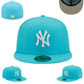 New York Yankees Turquoise Fitted Hat with White Embroidered Logo